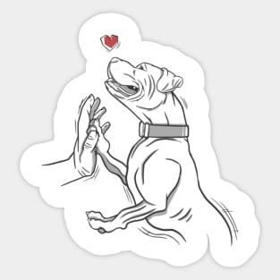 Pitbull and Owner High Five Sticker